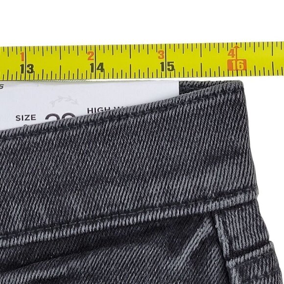 Loft Straight Leg Jeans Women Size 8 Relaxed High Waist Raw Frayed Hem Black New - Picture 11 of 15